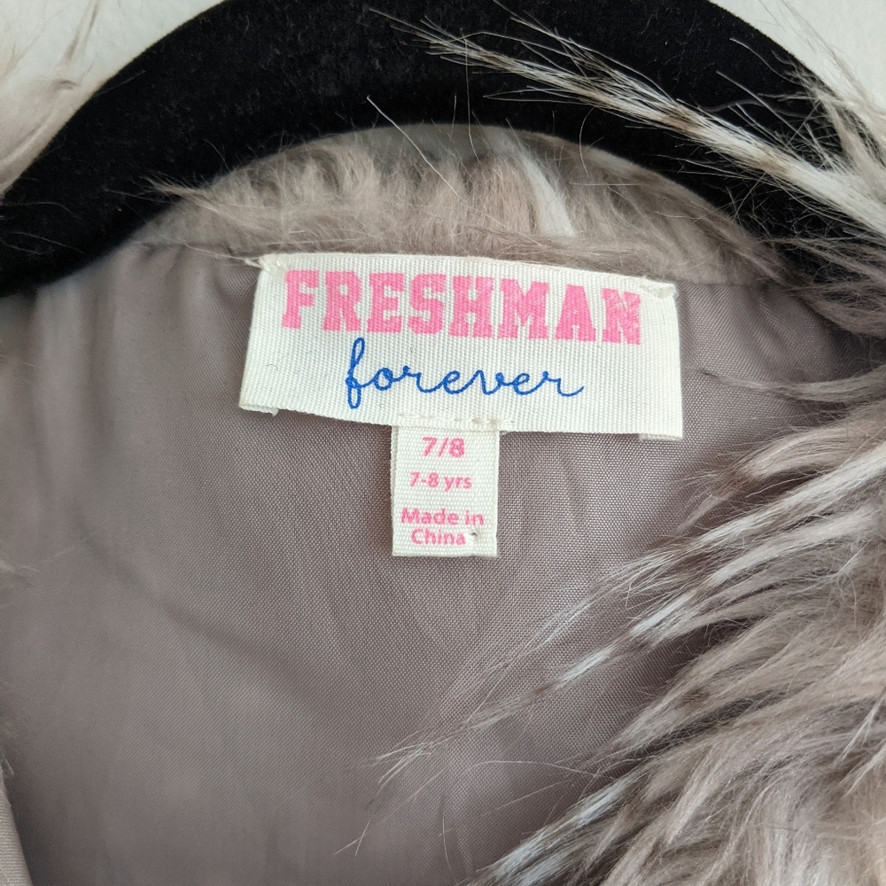 (Freshman Forever) Brown Gray Faux Fur Vest 7/8 - Picture 7 of 11